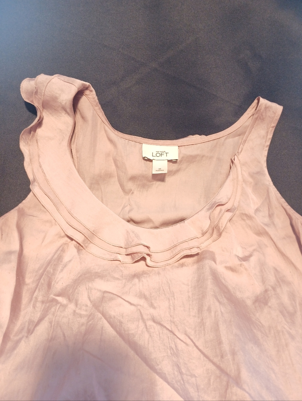 LOFT Light Pink Ruffle-Trim Sleeveless Camisole